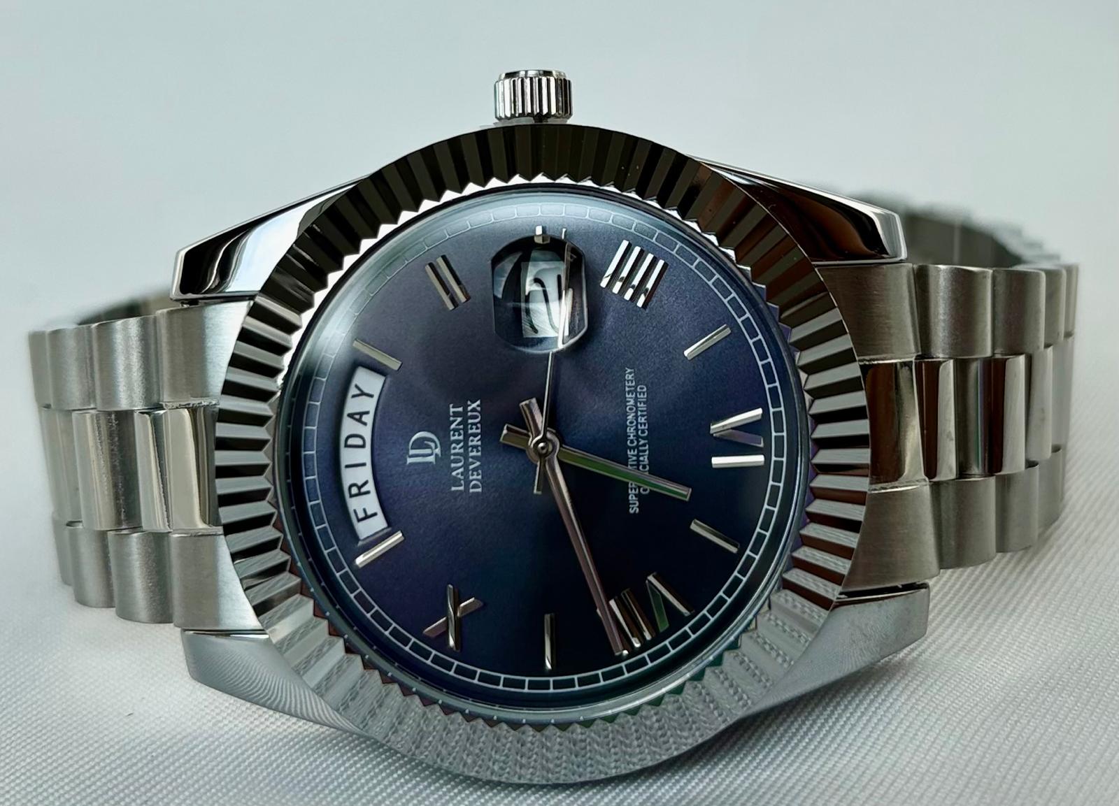 Laurent Devereux Regent Day Date Blue Angle